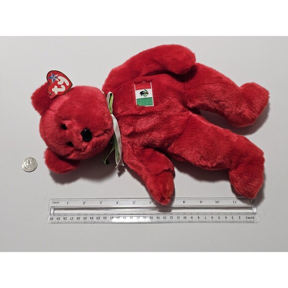 Vintage Ty Beanie Baby Osito Bear 12" Collectible Stuffed Animal Toy Red 1999 - Picture 4 of 5